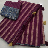 ELEGANT CHANDERI MAROON SAREE WITH TWO BLOUSES -NIRM001S2B