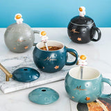 ASTRONAUT DESIGNER CERAMIC MUG WITH SPOON -ANUB001AC