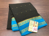 Exclusive Pure Mysore Crepe Silks with traditional border and checks body, with beautiful pallu and blouse-PDS001MS