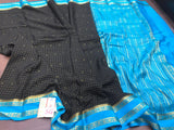 Exclusive Pure Mysore Crepe Silks with traditional border and checks body, with beautiful pallu and blouse-PDS001MS