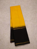 KAVYAKALA, TRADITIONAL YELLOW AND BLACK KANJIVARAM KORVAI TEMPLE BORDER WITH RETTAI BORDER SILK SAREE -PDS001YB