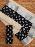 Kerala Cotton Silver Zari Border Saree with Printed Black Patch Border with Running Blouse & Printed Black Cotton Blouse Piece-KIA001BS