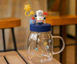 Astronaut Transparent Mug With Glass Straw- ANUB001AMS