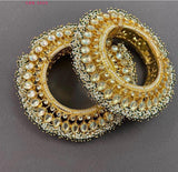 NEERAJA, ELEGANT BRIDAL KADA WITH KUNDAN WORK AND BEAD HANGINGS-NEERA001BK