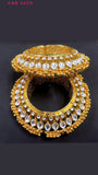 GOLDEN NEERAJA, ELEGANT BRIDAL KADA WITH KUNDAN WORK AND GOLDEN BEAD HANGINGS-NEERA001BKP