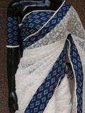 WHITE AND BLUE TEPCHI KOTA SAREE WITH INDIGO BORDERS AND BLOUSE-KIA001KTS