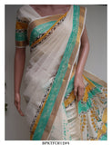 SONALI, HAND BLOCK PRINTED KERALA COTTON SAREE FOR WOMEN -KIA001KCSS