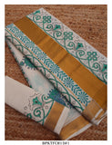 HANSIKA, HAND BLOCK PRINTED KERALA COTTON SAREE FOR WOMEN -KIA001KCSH