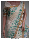 HANSIKA, HAND BLOCK PRINTED KERALA COTTON SAREE FOR WOMEN -KIA001KCSH