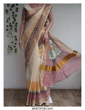 MALAVIKA, HAND BLOCK PRINTED KERALA COTTON SAREE FOR WOMEN -KIA001KCSM