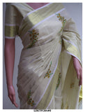 MENAKA, KANIKONNA  FLOWER DESIGN FLORAL PRINTED KERALA COTTON TISSUE SAREE WITH BLOUSE-KIAKKTS