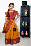 Sungudi Cotton Readymade Saree Paired with Brocade Blouse with Hip Belt For Kids-SRI001MSA