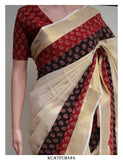 AJRAKH FUSION KERALA TISSUE SAREE WITH BLOUSE-KIA001AF