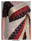 AJRAKH FUSION KERALA TISSUE SAREE WITH BLOUSE-KIA001AF