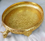 Jumbo Size Gold plated Snan Patra with Gomukh Outlet for Abishekam of idols  ( 19 inches )-POSH001SPJ