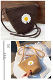 New Fashion Jute  Summer Bohemian Beach Bag Elegant Daisy Flower Handwoven Crossbody bag Purse Knitted Straw Small Bucket Bag for Women -WBR001