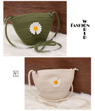 New Fashion Jute  Summer Bohemian Beach Bag Elegant Daisy Flower Handwoven Crossbody bag Purse Knitted Straw Small Bucket Bag for Women -WBR001