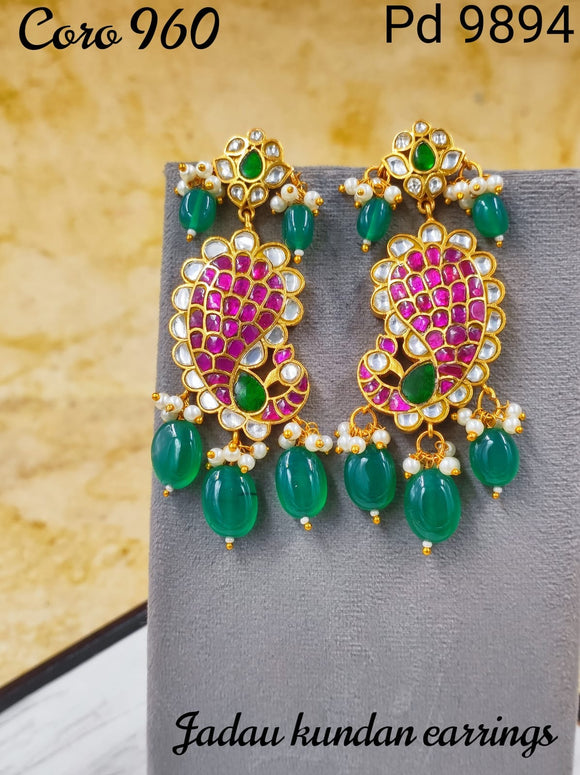 AVANTIKA , ELEGANT KUNDAN JADAU EARRINGS FOR WOMEN -CORO001EA