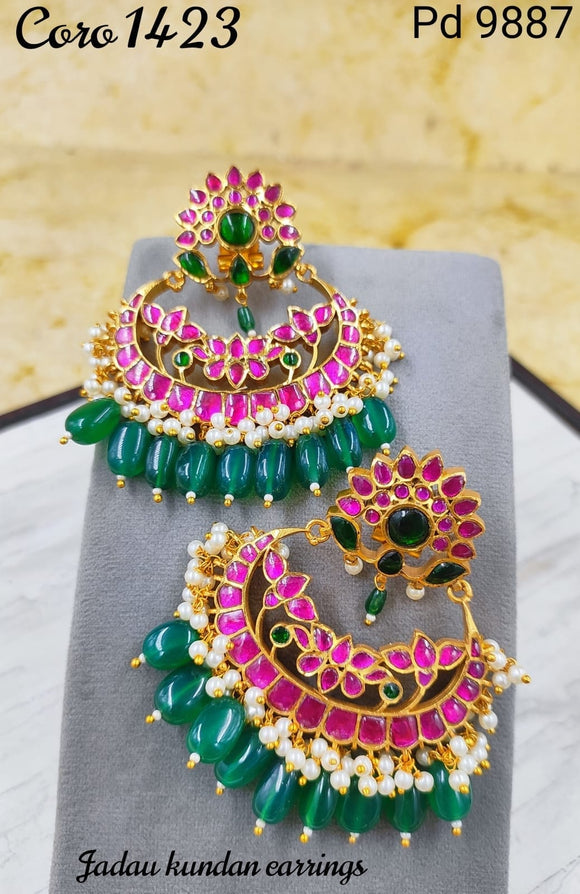 SARANGINI , ELEGANT KUNDAN JADAU EARRINGS FOR WOMEN -CORO001ES