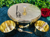 BRASS MASALDANI/MASALA BOX IN HAMMERED FINISH-SKD001MDH