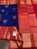 ANNAPURNA , PURE KANCHI HANDLOOM PATTU SILK SAREE WITH BEAUTIFUL MOTIFS - RICH PALLU AND  BLOUSE-PDS001RB