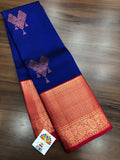 ANNAPURNA , PURE KANCHI HANDLOOM PATTU SILK SAREE WITH BEAUTIFUL MOTIFS - RICH PALLU AND  BLOUSE-PDS001RB