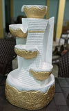 WHITE AND GOLD  RESIN  ELEGANT DIYA FOUNTAIN -RK001DF