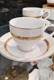 ALISHA , WHITE AND GOLD 6 CUPS & 6 SAUCERS SET -ANUB001WG