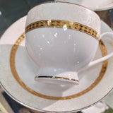 ALISHA , WHITE AND GOLD 6 CUPS & 6 SAUCERS SET -ANUB001WG