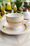ALISHA , WHITE AND GOLD 6 CUPS & 6 SAUCERS SET -ANUB001WG