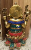 VIGNAHARTA , STONE STUDDED BIG SIZE  BRASS GANESHA STATUE -SILVI001GS