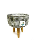 White Classy Natural Jute planters set of 3 with tripod legs-ANUB001JPW