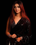 NEW BLACK SEQUINS SAREE FOR WOMEN -LIWS001B