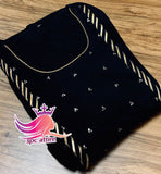 Premium mul cotton  tier pattern block print foil  full flair(12 meter) gown..with beautiful yoke  bijiya sequins  detailing-GARI001BLK