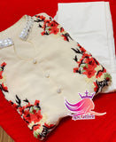 Premium georgette Gown with beautiful floral  embroidery all over & on sleeves with beautiful buttons detailing-GARI001WK