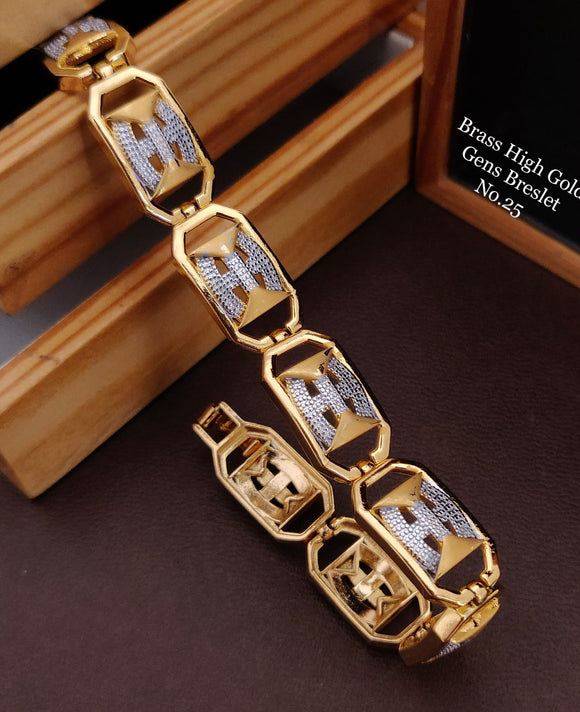 SUNDAR, ELEGANT BRASS HIGH GOLD AND PLATINUM FINISH BRACELET FOR MEN -PAL001DBS