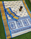 Pochampalli Style Tripura Silk  Printing Saree for women -UPPADA001BW
