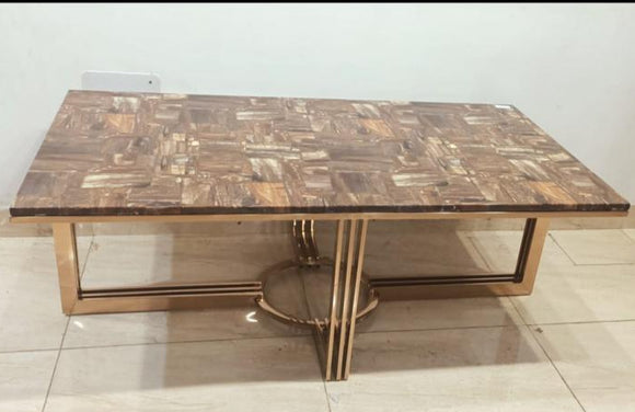 KIANA, ELEGANT ROSE GOLD FINISH DESIGNER CENTER TABLE WITH MARBLE TOP-YASH001CTRGM