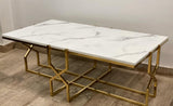 SOMANI, ELEGANT GOLD FINISH DESIGNER MARBLE TOP CENTRE TABLE -YASH001CTB