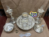 VIJAYATA, Full set impressive German silver washable pooja thali with fancy design Deepam -SILVI001PSA