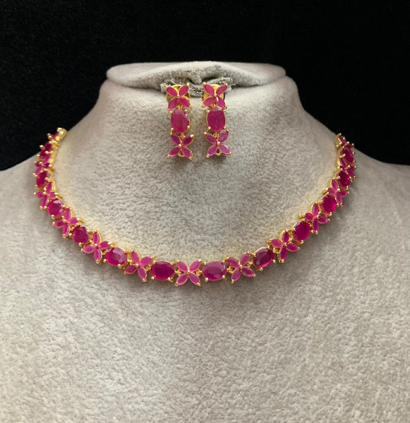 PINK SUVARNA, ELEGANT VIOLET STONE NECKLACE SET FOR WOMEN -TANI001PS