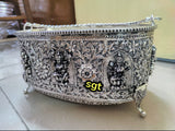 VYJAYANTY ,  Antique German silver washable limited edition exclusive collection Astalakshmi design flower basket -SILVI001FB