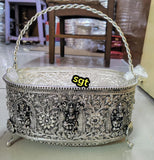 VYJAYANTY ,  Antique German silver washable limited edition exclusive collection Astalakshmi design flower basket -SILVI001FB