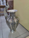 AASHADAM SPECIAL ANTIQUE FINISH GERMAN SILVER WASHABLE PEACOCK DESIGN FLOWER VASE -SILVA001PV