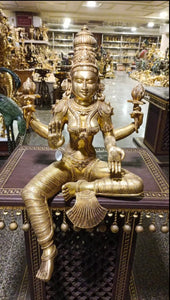 Goddess Lakshmi Idol in pure Brass with fine detailing - MK001GL