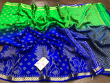 PURE MYSORE WRINKLE SILK SAREE WITH NATURAL 3D COLOR DYEING ALLURING SOFT ZARI WEAVED ALL OVER CONTRAST BLOUSE -PRIY001MIBBG