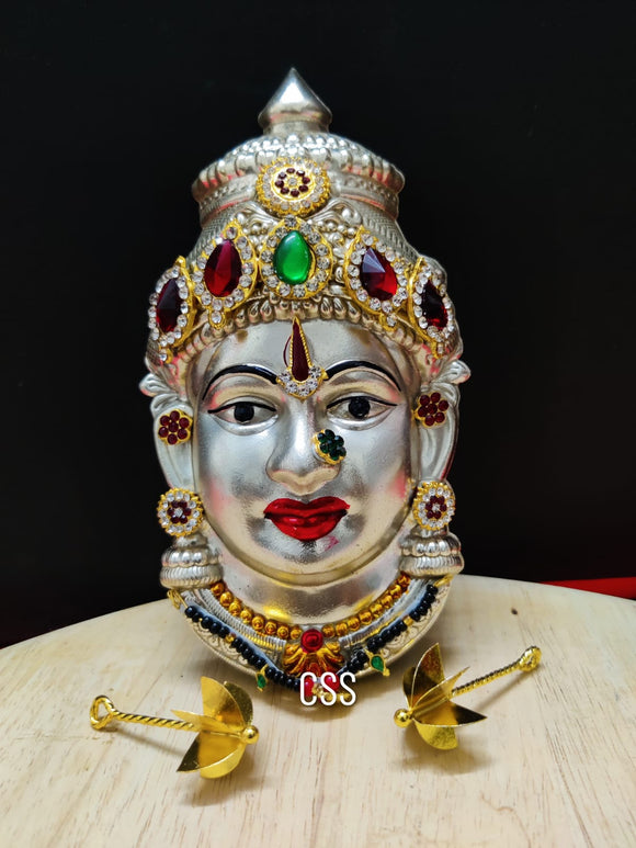 DECORATED AMMAN FACE WITH CHALLA KAVVAM FOR PUJA PURPOSE -CZY001AF