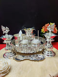 SHIVANGI, GERMAN SILVER POOJA THALI SET FOR PUJA PURPOSE-CZY001PTA