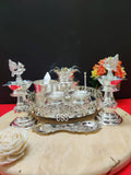 SHIVANGI, GERMAN SILVER POOJA THALI SET FOR PUJA PURPOSE-CZY001PTA