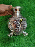 ANTIQUE FINISH GERMAN SILVER KODAPAN WITH ASHTALAKSHMI DESIGN AND ELEPHANT LEGS-SILVY001K